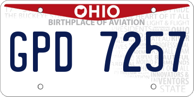 OH license plate GPD7257