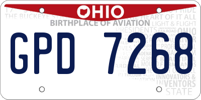 OH license plate GPD7268