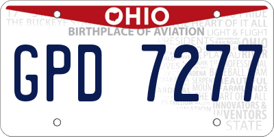 OH license plate GPD7277