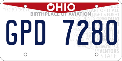 OH license plate GPD7280
