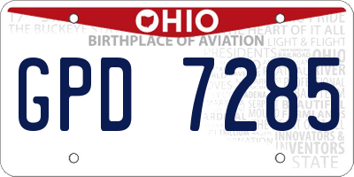OH license plate GPD7285