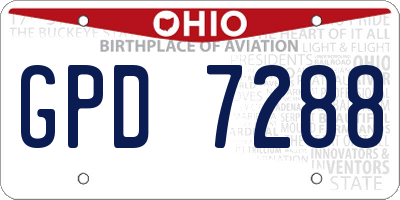 OH license plate GPD7288