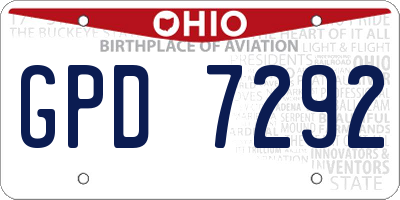 OH license plate GPD7292