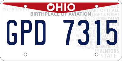 OH license plate GPD7315