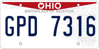 OH license plate GPD7316
