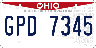 OH license plate GPD7345