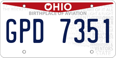 OH license plate GPD7351