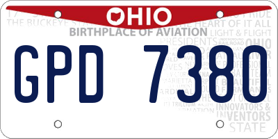 OH license plate GPD7380