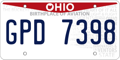 OH license plate GPD7398