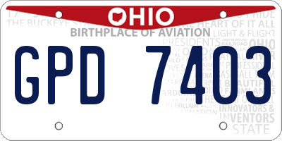 OH license plate GPD7403