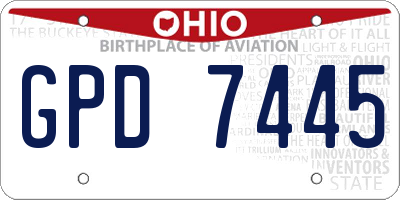 OH license plate GPD7445