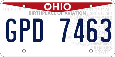 OH license plate GPD7463