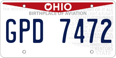 OH license plate GPD7472