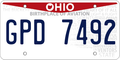 OH license plate GPD7492