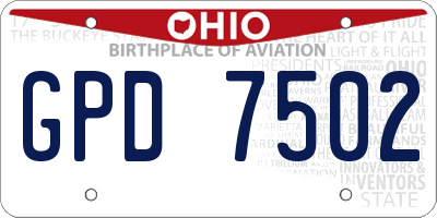 OH license plate GPD7502