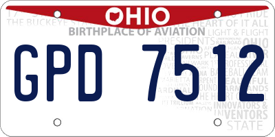 OH license plate GPD7512