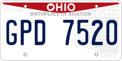 OH license plate GPD7520