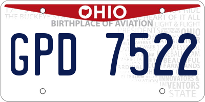 OH license plate GPD7522