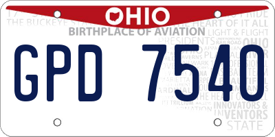OH license plate GPD7540
