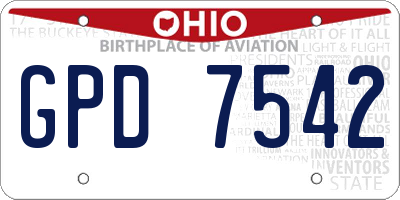 OH license plate GPD7542