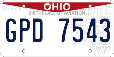 OH license plate GPD7543