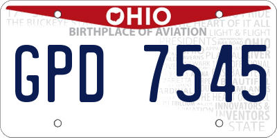 OH license plate GPD7545