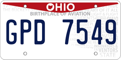 OH license plate GPD7549