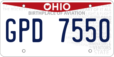 OH license plate GPD7550