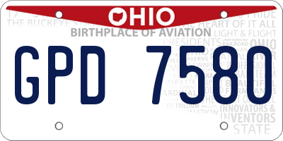OH license plate GPD7580