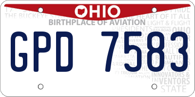 OH license plate GPD7583