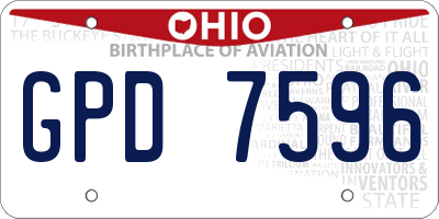 OH license plate GPD7596