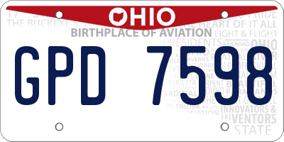 OH license plate GPD7598