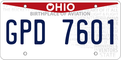 OH license plate GPD7601