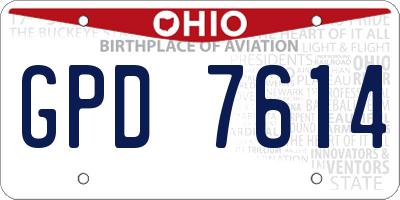 OH license plate GPD7614