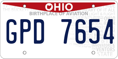 OH license plate GPD7654