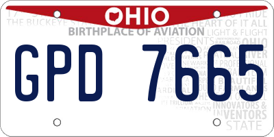 OH license plate GPD7665