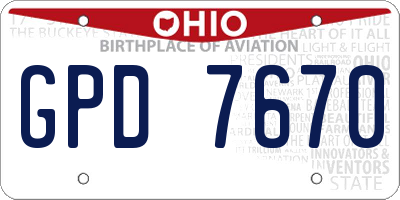 OH license plate GPD7670