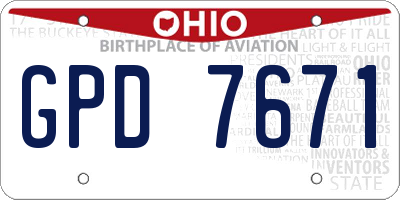 OH license plate GPD7671