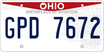 OH license plate GPD7672
