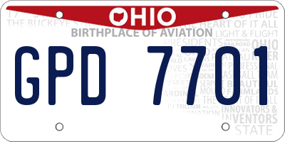 OH license plate GPD7701