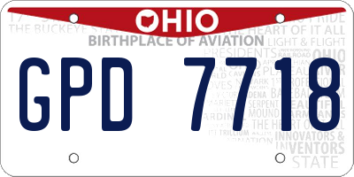 OH license plate GPD7718