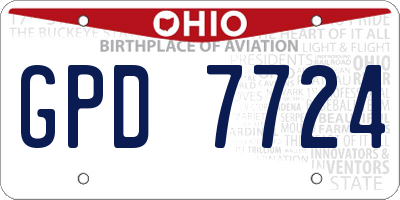 OH license plate GPD7724