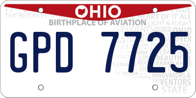 OH license plate GPD7725