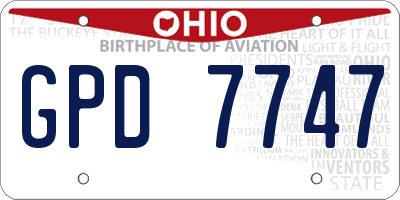 OH license plate GPD7747