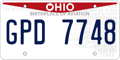 OH license plate GPD7748