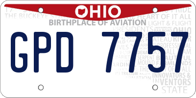 OH license plate GPD7757