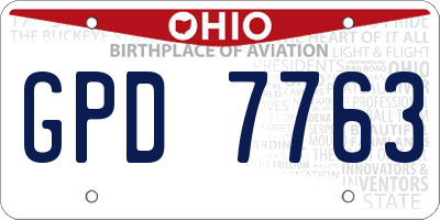 OH license plate GPD7763