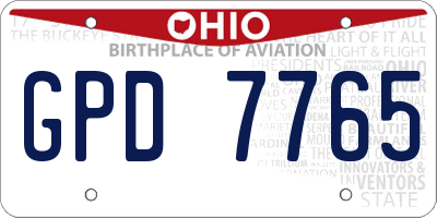 OH license plate GPD7765