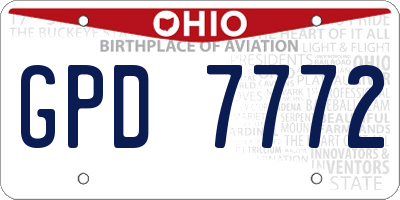 OH license plate GPD7772