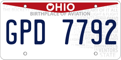 OH license plate GPD7792